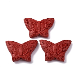 Красный Киноварь бисера, резные лакированные, бабочка, красные, 27x38x8 мм, отверстие : 1.8 мм