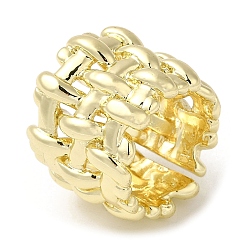 Golden Brass Open Cuff Rings, Braided Style Wide Band Ring for Women, Golden, 18mm, Inner Diameter: 15mm