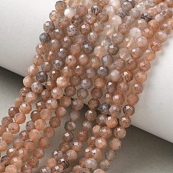 Multi-Moonstone Gradient Natural Multi-Moonstone Beads Strands, Faceted, Round, 4.5mm, Hole: 0.6mm, about 94pcs/strand, 15.43~15.51''(39.2~39.4cm)
