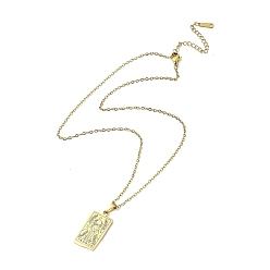 Taurus Rectangle with Twelve Constellations Pendant Necklaces, 304 Stainless Steel Cable Chains Necklaces, Golden, Taurus, 15.98 inch(40.6cm)