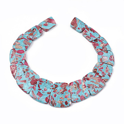 Ярко-Розовый Синтетический драгоценный камень бисер нитей, ригалит и бирюза, Градуированные подвесные бусины, окрашенные, трапециевидные, ярко-розовый, 24~35x16~28x5.5~6 мм, отверстие : 1~1.5 мм, 15 шт / комплект, 11.81 дюйм / прядь