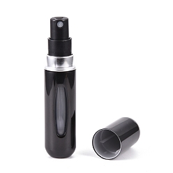 Black Portable Mini Spray Bottles, Aluminum Atomizer Shell, Plastic Inner Container, Refillable Atomizer Perfume Bottle, for Traveling, Column, Black, 80.8x17mm, Capacity: 5ml(0.17 fl. oz)