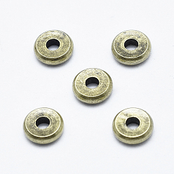 Античная Бронза Spacer бисер латунные, долговечный, без кадмия, без никеля и без свинца, плоско-круглые, античная бронза, 6x1.5 мм, отверстие : 1.5 мм