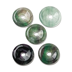 Fluorite Natural Fluorite Pendants, Donut/Pi Disc Charms, 50x6.5~7.5mm, Hole: 10mm