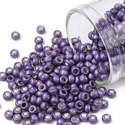 (567F) Purple Galvanized Matte TOHO Round Seed Beads, Japanese Seed Beads, Frosted, (567F) Purple Galvanized Matte, 8/0, 3mm, Hole: 1mm, about 1110pcs/50g