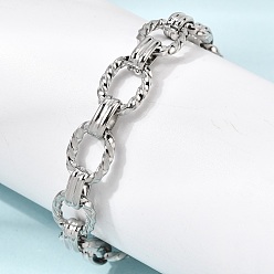 Нержавеющая Сталь Цвет 304 браслеты-цепочки из нержавеющей стали для женщин и мужчин, витых овальных, с карабин-лобстерами , цвет нержавеющей стали, 7.68 дюйм (19.5 см)