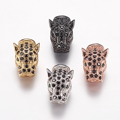 (52) Непрозрачная лаванда Латунные микро проложить кубического циркония бусы, леопард, чёрные, разноцветные, 17x10x7 мм, отверстие : 1.5x2.5 мм