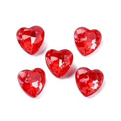 Светло-сиамский Стеклянные стразы кабошоны, назад назад, граненые, сердце, Light Siam, 8x8x4.5 мм