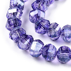 Medium Slate Blue Transparent Electroplate Glass Beads Strands, AB Color Plated, Faceted, Round, Medium Slate Blue, 8x7mm, Hole: 2mm, about 60pcs/strand, 14.96 inch(38cm)