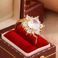 Золотой Кольца для женщин с латунным паве из кубического циркония, снежинка, золотые, размер США 7 (17.3 мм)