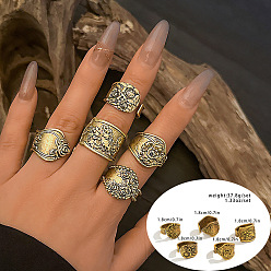 Античное Золото Регулируемые манжеты из сплава в этническом стиле, набор колец в стиле панк, античное золото , внутренний диаметр: 18 мм