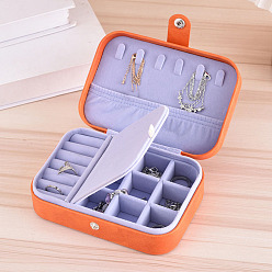 Оранжевый Коробки из искусственной кожи с текстурой ромба, органайзер для ювелирных изделий, для ожерелья, Кольца, серьги и подвески, прямоугольные, оранжевые, 16.5x11.5x5.5 см