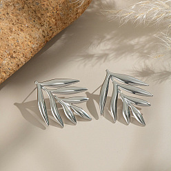 Нержавеющая Сталь Цвет Лист 304 из нержавеющей стали серьги, цвет нержавеющей стали, 38x31.5 мм