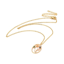 Козерог Красочное ожерелье с подвеской в виде созвездия кубического циркония, золотые украшения 304 из нержавеющей стали для женщин, Козерог, 15.75 дюйм (40 см)