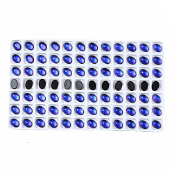 Blue Translucent K9 Glass Cabochons, Flat Back, Oval, Blue, 8x6x3.5mm, about 84pcs/bag