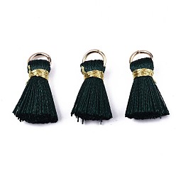 Темно-серый Украшения из кисточек из поликоттона ручной работы, кулон украшения, с золотыми железными петлями, темно-серый, 17~21x10x5 мм, Перейти кольцо: 6x0.7 мм, внутренний диаметр: 4.6 мм