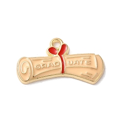 Другие Подвески из сплава с эмалью выпускного сезона, золотые, катушка, 14x25x2 мм, отверстие : 1.8 мм