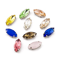 (52) Непрозрачная лаванда Шить на горный хрусталь, k 9 стеклянный страз, настройки латунных зубцов платинового тона, аксессуары для одежды, граненые, лошадиный глаз , разноцветные, 15x7x5 мм, отверстие : 1.2 мм