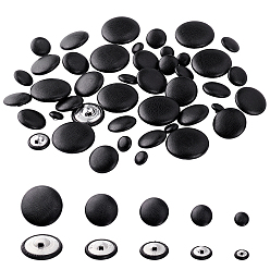 Черный 50 шт. 5 стили 1 пуговицы из искусственной кожи с отверстием под алюминий, плоско-круглые, чёрные, 11.5~28x7~11 мм, 10 шт / стиль