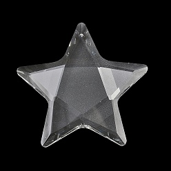 Clear Glass Chandelier Prism Big Pendants, Faceted Star Charms, Clear, 70x70x15mm, Hole: 2mm