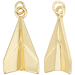 Настоящее золото 18K 6подвески из латуни с гальваническим покрытием, долговечный, без кадмия, без никеля и без свинца, бумажный самолет, реальный 18 k позолоченный, 25.5x13.5x3.5 мм, отверстие : 3.5 мм