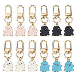 (52) Непрозрачная лаванда 12 шт. 4 стильные эмалевые подвески-призраки из сплава, с поворотными застежками сплава, разноцветные, 55 мм