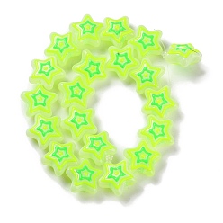 Зеленый газон Стеклянные бусины из имитации нефрита, бусины ручной работы, с эмалью, звезда, зеленый газон, 21.5x22x11 мм, отверстие : 1.3 мм, около 20 шт / нитка, 14.96 дюйм (38 см)