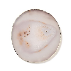 Гейнсборо Подставка из натурального агата, агат ломтики, с латунным краем, самородок, светло-серые, 80~97x71~78x4~6 мм