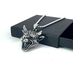 Нержавеющая Сталь Цвет Винтажный кулон в виде головы волка из нержавеющей стали, панк-украшение для мужчин и женщин.