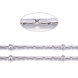 Stainless Steel Color Tarnish Resistant 304 Stainless Steel Boston Link Chains, with Rondelle Beads, Soldered, with Spool, Stainless Steel Color,0.8mm, Rondelle: 2x1mm, about 32.8 Feet(10m)/roll