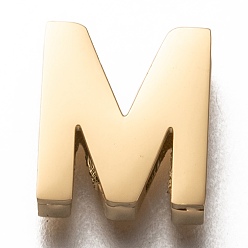 Golden 304 Stainless Steel Slide Charms, Letter. M, Golden, 11.5x10x3.5mm, Hole: 8x1.5mm