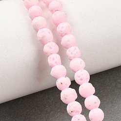 Pink Dyed Synthetic Lava Rock Beads Strands, Round, Pink, 4.5~5mm, Hole: 1mm, about 88~90pcs/strand, 15.39''~15.67''(39.1~39.8cm)