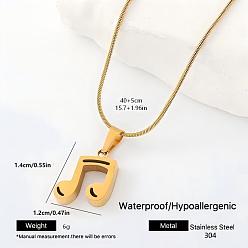 Musical Note 304 de acero inoxidable collares pendientes, dorado, nota musical, 15.75 pulgada (40 cm)