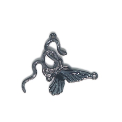 Черный Цвет Металла Корейские и японские простые три подвески из сплава в виде бабочек, металлический черный , 35x35 мм