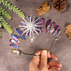 Разноцветный Натуральные гальванические кварцевые резинки для волос, повязки для волос в виде солнечной короны для женщин и девочек, красочный, 350x150 мм