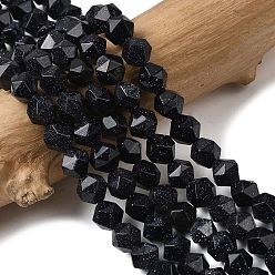 Синий Драгоценный Камень Синтетический синий авантюрин бисер нитей, звезды вырезать круглые бусы, граненые, 5~6x5~6x5~6 мм, отверстие : 1~1.2 мм, около 64~68 шт / нитка, 14.80''~15.04'' (37.6~38.2 см)