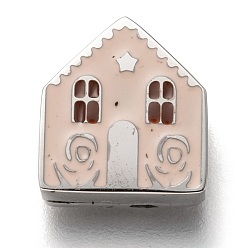 Edelstahl Farbe 304 Edelstahl Diacharme, Schmelz-Stil, Haus, Fischcremesuppe, Edelstahl Farbe, 12x11x3.5 mm, Bohrung: 8x1.5 mm