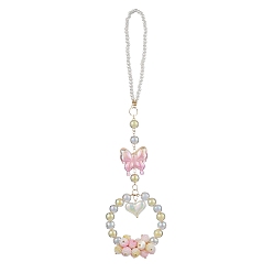 Mixed Color Acrylic Butterfly Heart Pendant Decorations, for Car Hanging Ornaments, Mixed Color, 260mm