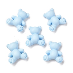 Bleu Ciel Clair Cabochons en résine opaque, ours, lumière bleu ciel, 14.5x13.5x5mm