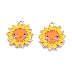 Солнце Подвески из сплава с эмалью на тему Дня благодарения, золотой свет, без свинца и без кадмия, солнце, 22x20.5x1 мм, отверстие : 1.8 мм