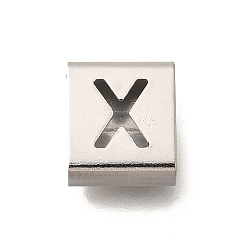 Letter X Стиль письма 304 квадратные слайды из нержавеющей стали, Письмо X, 9x8x4 мм, отверстие : 3.5x8.5 мм