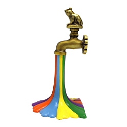 Разноцветный Смола лягушка радужный кран украшение статуи, для сада во дворе, лужайка, декор двора, красочный, 115x100x190 мм