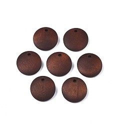 Кокосово-Коричневый Расписные деревянные подвески, плоско-круглые, кокосового коричневый, 15x4 мм, отверстие : 1.8 мм