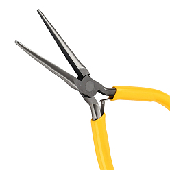 Желтый 1шт 45# стальные ювелирные плоскогубцы, плоскогубцы, плоскогубцы с длинной цепью, с пластиковой ручкой, желтые, 14.5x8x0.85 см