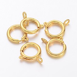 Golden Brass Spring Ring Clasps, Jewelry Accessory, Golden, 12mm, Hole: 2.5mm