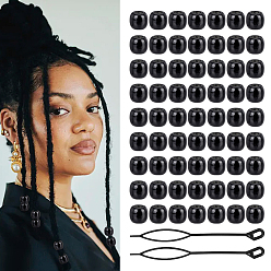 Черный 100 шт деревянные бусины, баррель, 2шт. акриловые заколки для создания пучка, чёрные, 17x16 мм, отверстие : 7 мм, Около 294 шт / 500 г