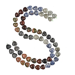 (52) Непрозрачная лаванда Нити из бусин с градиентным цветом, изготовленных из натурального лабрадорита, красного обсидиана, яшмы с голубыми пятнами и унакита., сердце, разноцветные, 11.5~12x12~12.5x5.5~6 мм, отверстие : 1 мм, около 29 шт / нитка, 14.80~14.92'' (37.6~37.9 см)