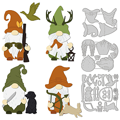 Gnome Углеродистая сталь разрезает трафареты, для diy scrapbooking, Фотоальбом, декоративная бумага для тиснения, цвет нержавеющей стали, гном шаблон, 75~100x93~99x0.8 мм, 3 шт / комплект