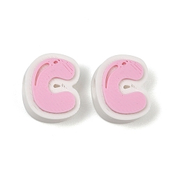 Letter C Cuentas de plástico europeo, abalorios de grande agujero, rosa, letra c, 17.5~18x8~20x8 mm, agujero: 4.5 mm