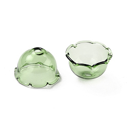Medium Sea Green Glass Bead Cone for Wind Chimes Making, Multi-Petal, Flower, Medium Sea Green, 21x13mm, Hole: 2mm